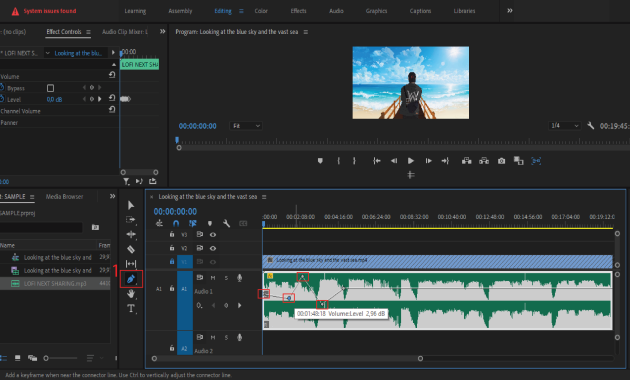 Gambar 6 - Cara Mengatur Keyframe Audio di Adobe Premiere Pro