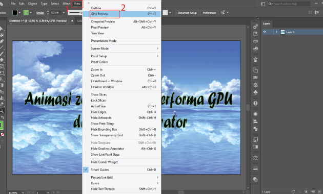 gambar tutorial 3 Animasi zooming Performa GPU di adobe illustrator